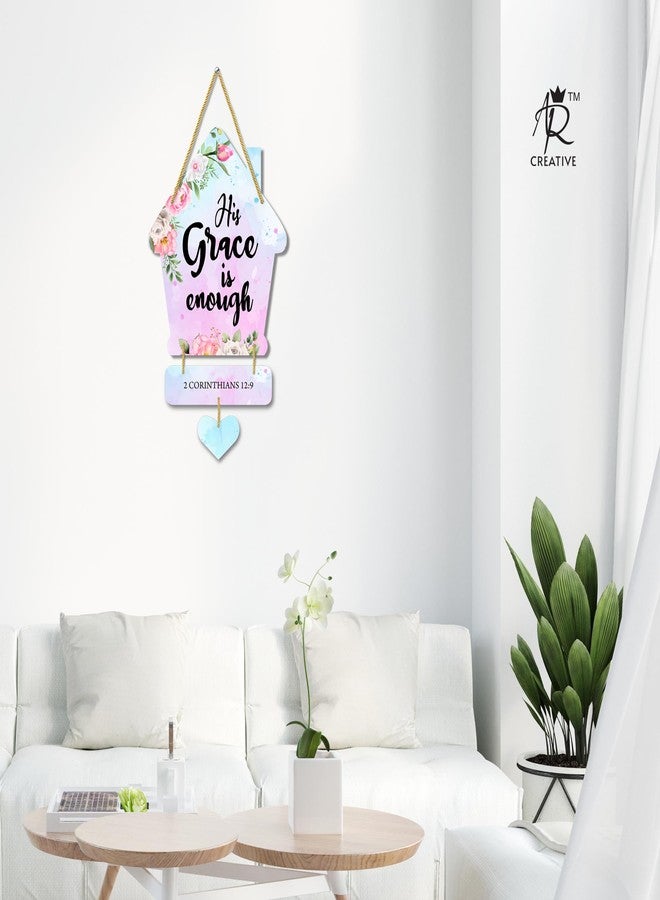 AR Creative His Grace Is Enough - Bible Verse Wall Hanging For Home Decoration, Bible Quotes MDF Wooden Wall Art, Bible Verse, Home, Office Decor, Wall Wood Hanger (21 inch x 8 inch) - Image 2